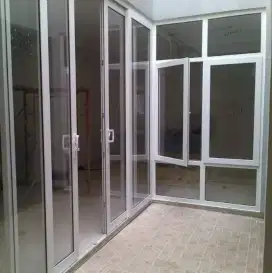 Kusen aluminium jendela kaca pintu partisi kaca