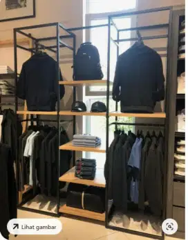 Rak display barang, rak baju, rak besi, rak toko, meja kursi cafe