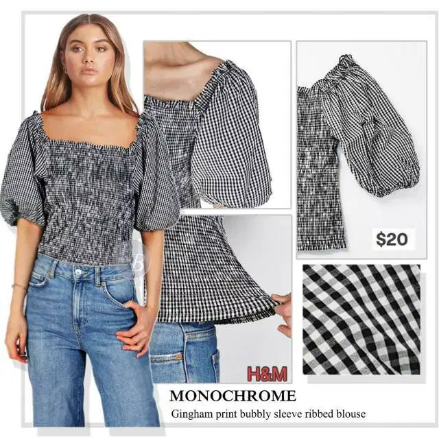 Baju Monocrome HnM Black n White