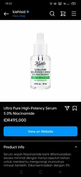 DIJUAL Kiehls 5% Niacinamide Serum