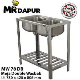 Meja Cuci piring double bowl/bak cuci yg dalam