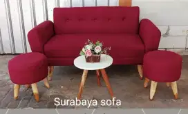 Sofa merah tamu dan meja