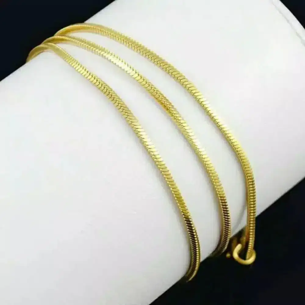 Kalung Pria Wanita Titanium Kotak Gold anti karat slamanya 45cm Xuping