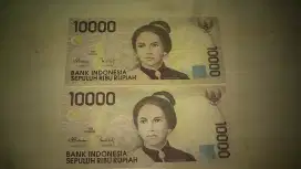 2 lbr uang kertas Rp.10.000 gambar Cut Nyak Dien keluaran thn 1998