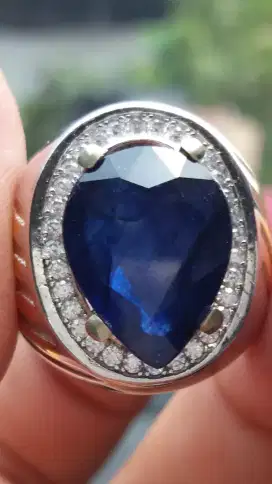 Jual Batu Cincin Dark Royal Blue Sapphire Cutting Keren bgt Top