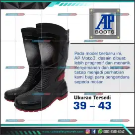 Sepatu Ap moto  anti air. Tahan lama. Lembut