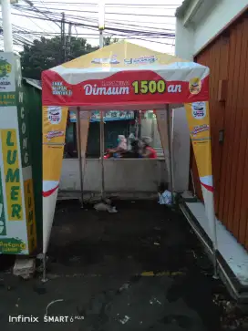 Ready dan siap antar, tenda stand piramid knockdown.