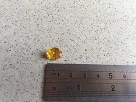 Batu Cincin Sintetis Citrine Kuning model Diamond / Permata