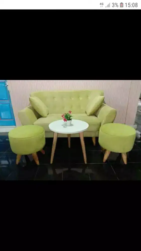 Sofa Retro + 2stoll & meja bulat