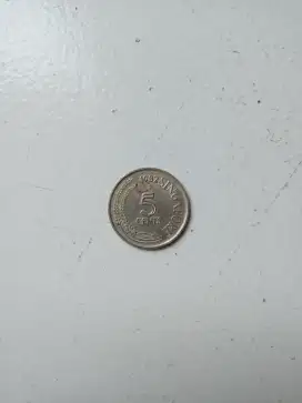 Uang Koin Kuno Singapura 5 cents tahun 1982