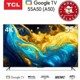 [Google TV] TCL 55 Inch 55A50 Smart 4K Dolby Atmos Vision Frame Less