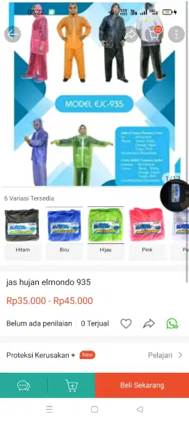 Promo Jas hujan elmondo jaket celana hitam