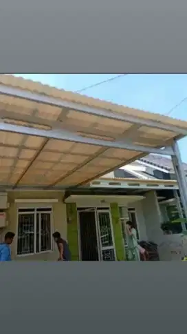 Kanopi rangka bajaringan atap alderon terpasang