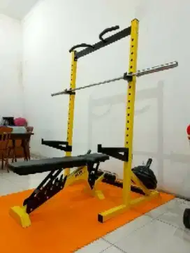 ALAT OLAHRAGA FITNESS POWER RACK PAKET LENGKAP PLUS DIPPING