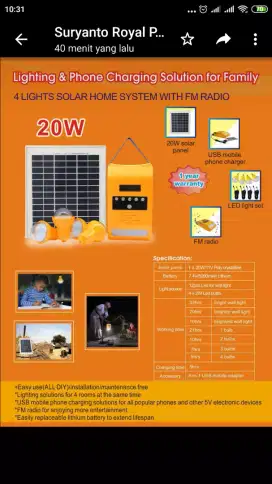 lampu sehen tenaga surya (solar home system)