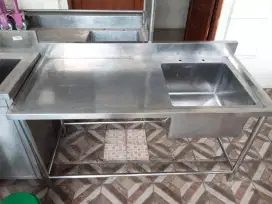 Sink single plus table stainless