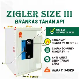 Brankas Tahan Api (Tinggi 85 ) ZIGLER III safety cash box baru bekas