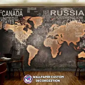 Wallpaper Dinding Motif Peta Dunia/ wallpaper custom premium 3D