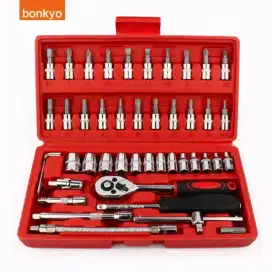 Kunci sok set 46 pcs/ Socket Wrench Set Tools / Kunci Shock 46 in 1