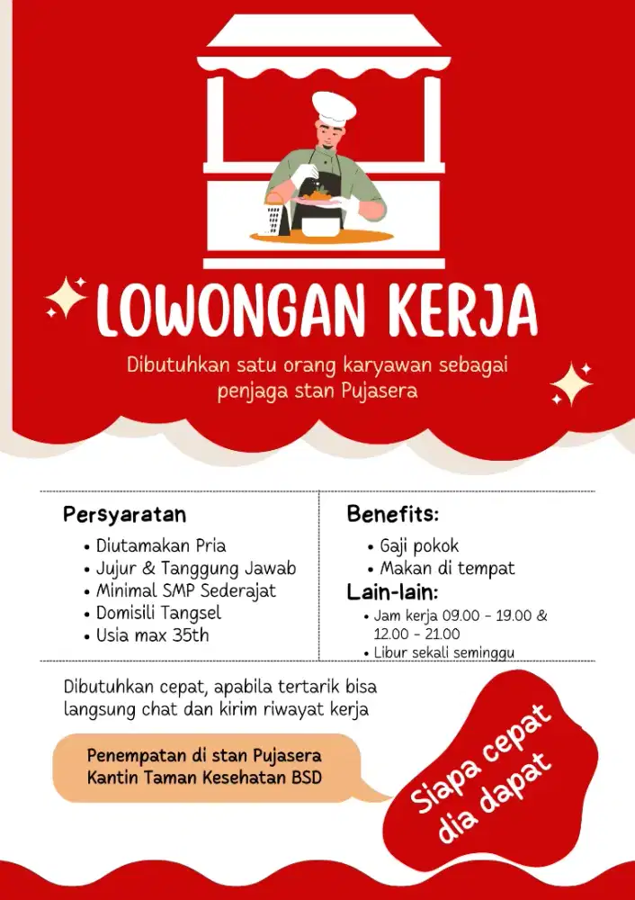 Dicari Karyawan Jaga Stan Online Kitchen
