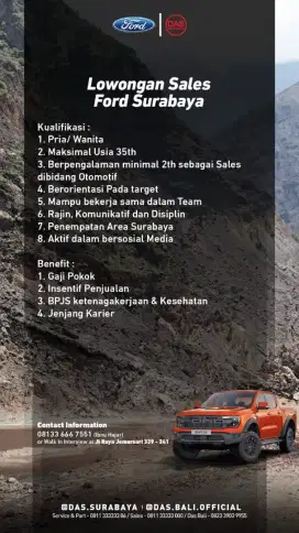 Lowongan sales FORD Surabaya