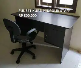 MEJA TULIS KANTOR DAN KURSI BERBAGAI MODEL HIDROLIK STANLES FUL SET