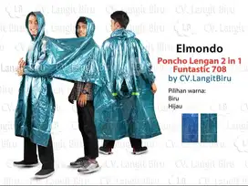 Jas Hujan BONCENGan Poncho Lengan 2 in 1 Funtastic 708 Motor Elmondo