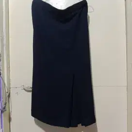 Rok Span Panjang Navy Pakai Furing Belahan Samping