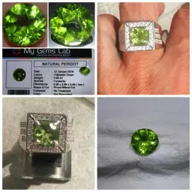 Cincin batu permata peridot natural+memo