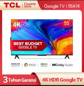 GoogleTV Smart Android 11 TCL 55 4K UHD Bezelles Netflix Digital BARU