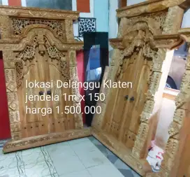 Jendela gebyok ukir kayu jati