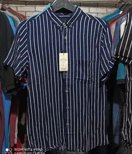 Kemeja Pendek Strip M-XL