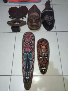 Aneka topeng kayu vintage original Afrika