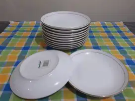 Casalindo Piring Puding  (P-113) 12 buah Porselin Putih Gold Lining