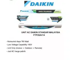 AC DAIKIN 1 PK 25AV + PASANG 3M+VAKUM