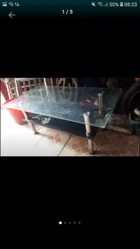 Se bh meja kaca 2 susun kond bgs bhn kaki besi stenlis kaca tbl murah