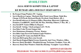 Jasa Servis PC Komputer Laptop Macbook Rusak Format Install ke Rumah