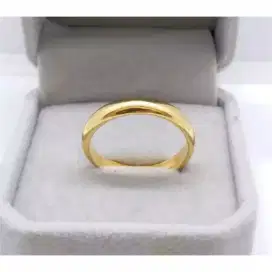 Cincin Couple Titanium Gold Pria Wanita Polos Kualitas Bagus