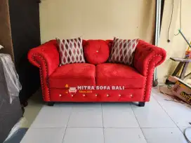 Sofa Single Depan Tv ,2 ddkn warna merah bonus bantal 2  peta? 1 bulat