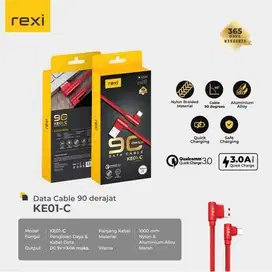 Kabel Data Rexi KE01-C type C Quick Charge 3.0A L 90derajat