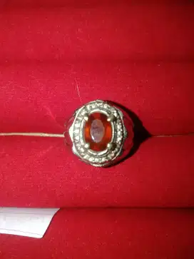 Cincin Batu Permata Natural Hessonite Garnet plus Memo