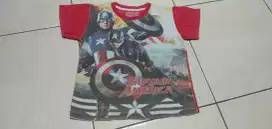 Baju Anak Kaos Karakter Captain America 5T-8T.Mulus Nominus.AdemNyaman