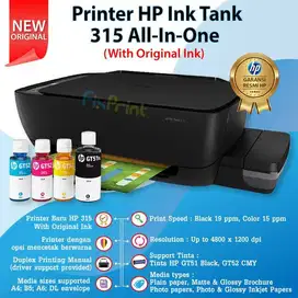 HP Ink Tank 315 All-in-One TERBARU Garansi Gratis Ongkir