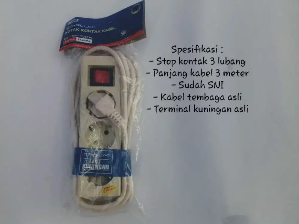 Stop Kontak 3 Lubang Panjang Kabel 3 Meter