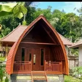 Rumah lombok,rumah villa kayu mahoni asli