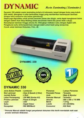 Mesin Laminating 4 Roller DYNAMIC 330LED