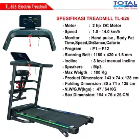 TREADMILL ELEKTRIK  TIGA EMPAT FUNGSI TL 625