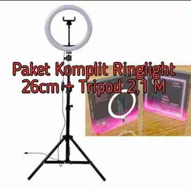 Tripod 2.1 meter +lampu ringlight