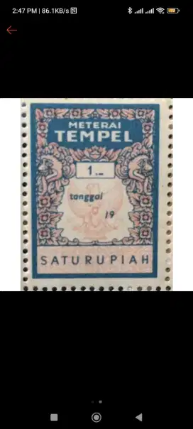 Materai tempel kuno Rp 1,-