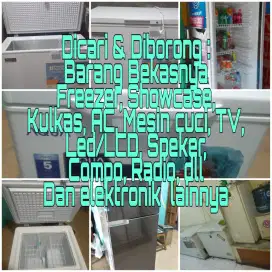 Kami beli Mesin-mesin, Mesin cuci, Freezer, Kulkas, TV, dll